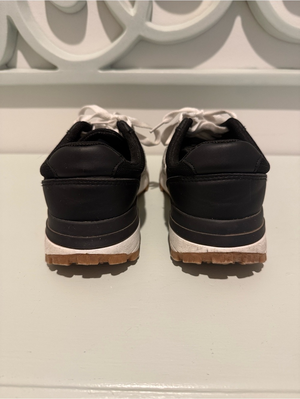Rachel Zoe Black Sneakers with White Leopard Print Accent - Picture 4 of 5